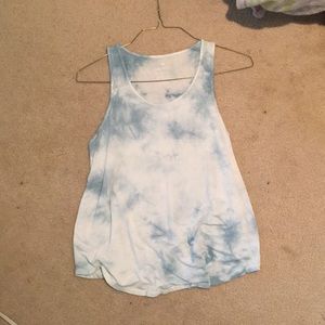 White and blue tie dye tank